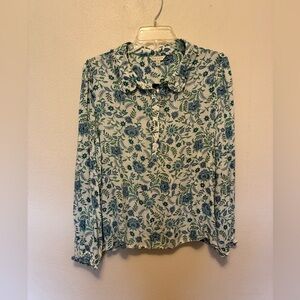 Lucky Brand NWT Green and White Floral Blouse